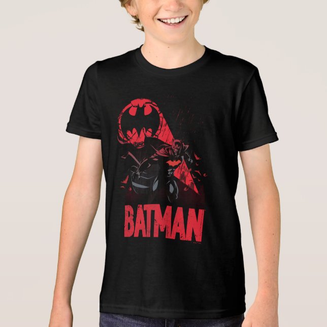 Batman Crimson Bat Signal Tri-Blend Shirt (Vorderseite)
