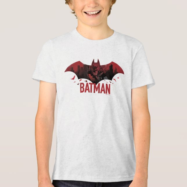 Batman Crimson Gotham Icon Tri-Blend Shirt (Vorderseite)