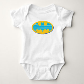 Batman | Cyan Stripes Symbol Baby Strampler