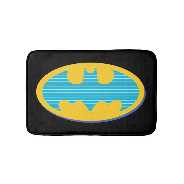 Batman | Cyan Stripes Symbol Badematte (Vorderseite)