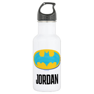 Batman   Cyan Stripes Symbol Edelstahlflasche