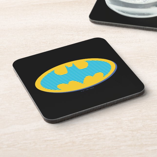 Batman | Cyan Stripes Symbol Getränkeuntersetzer (Linke Seite)