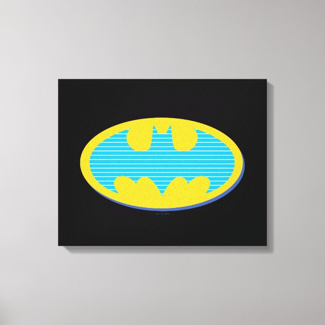 Batman | Cyan Stripes Symbol Leinwanddruck (Vorderseite)