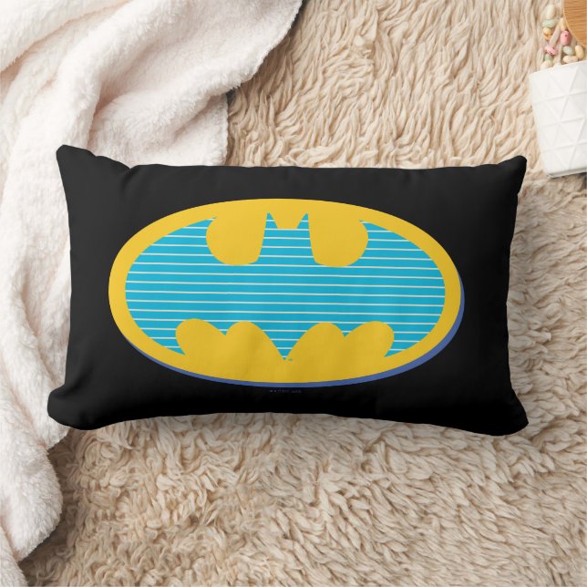 Batman | Cyan Stripes Symbol Lendenkissen (Decke)