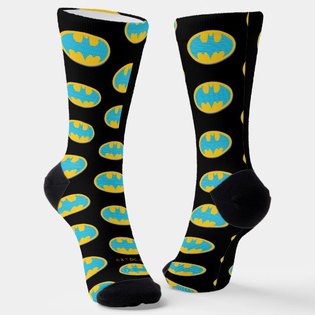 Batman | Cyan Stripes Symbol Socken (Gewinkelt)