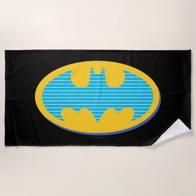 Batman | Cyan Stripes Symbol Strandtuch (Vorderseite)