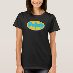 Batman   Cyan Stripes Symbol T-Shirt