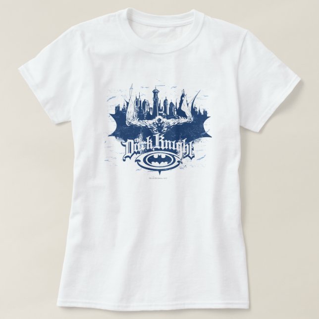 Batman Dark Knight | Citycape Blue Logo T-Shirt (Design vorne)