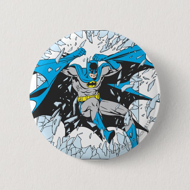 Batman durchbricht Glas Button (Vorderseite)