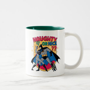 Batman Frau unter Mistletoe naughty oder Nice Zweifarbige Tasse