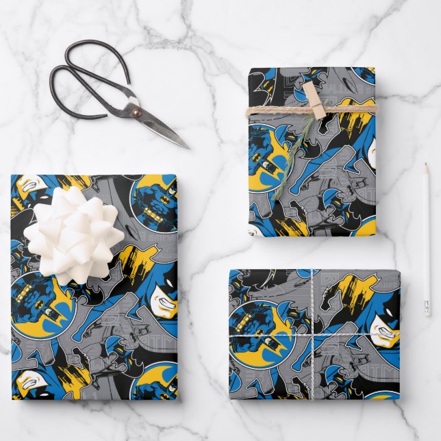 Batman Full Throttle Wurf Muster Geschenkpapier Set (Vorderseite)