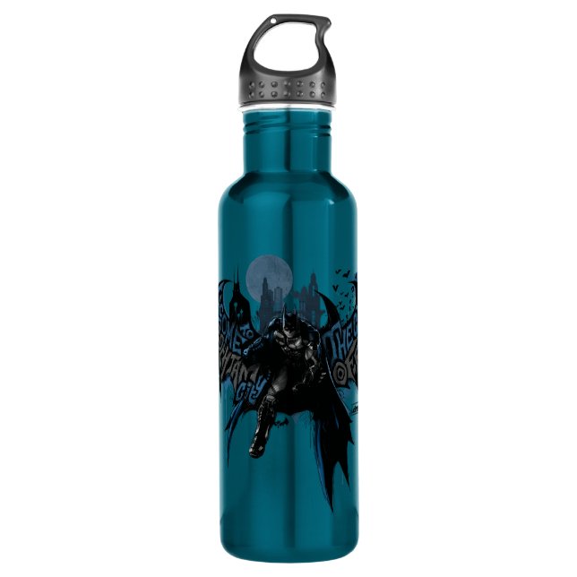 Batman Gotham City Paint Tropfen Graphic Edelstahlflasche (Vorderseite)