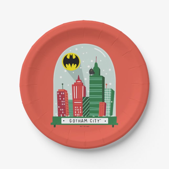 Batman Gotham City™ Snow Globe Grafik Pappteller (Vorderseite)