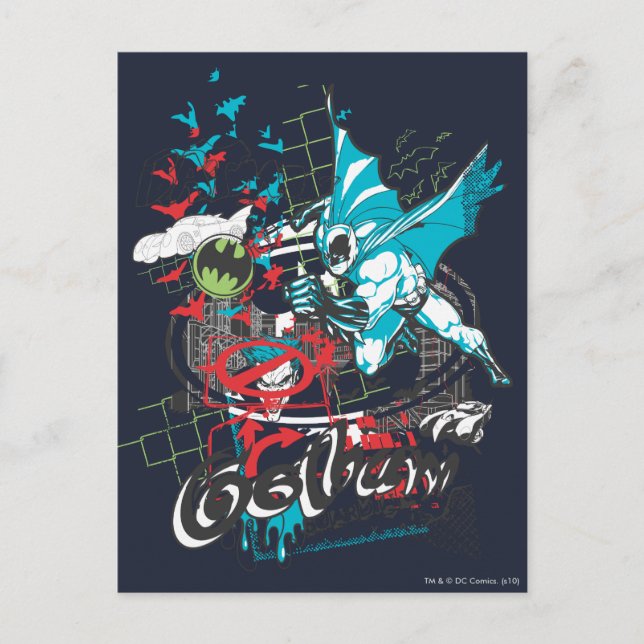 Batman Gotham Guardian Lineart Collage Postkarte (Vorderseite)