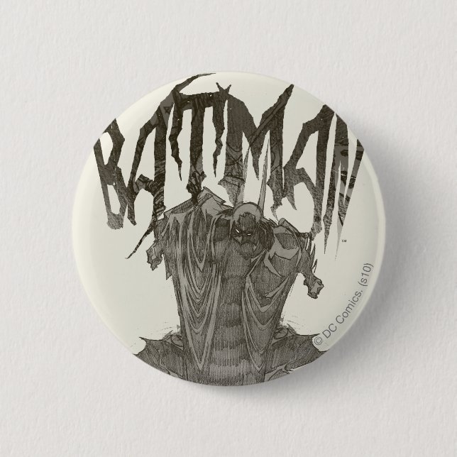 Batman | Grafisches Novel Pencil-Design Beige Logo Button (Vorderseite)