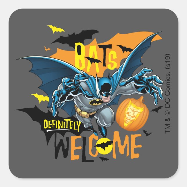 Batman | Halloween-Inspiriertes Logo Quadratischer Aufkleber (Vorderseite)