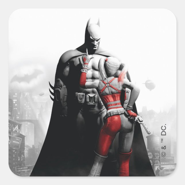 Batman & Harley Quadratischer Aufkleber (Vorderseite)