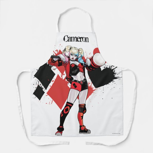 Batman | Harley Quinn Hearts & Diamonds Spritzer Schürze (Vorderseite)