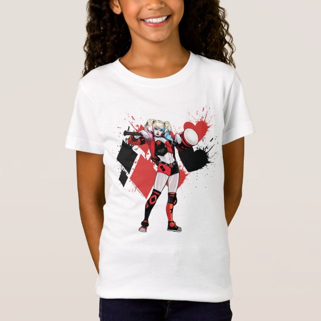 Batman | Harley Quinn Hearts & Diamonds Spritzer T-Shirt (Vorderseite)