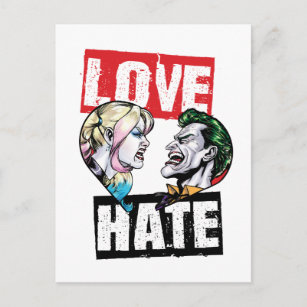 Batman   Harley Quinn & Joker Liebe/Hate Postkarte