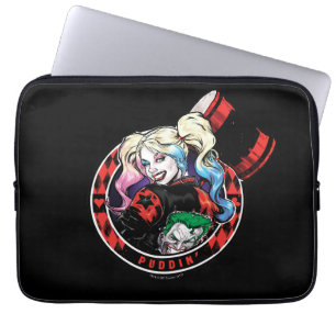 Batman   Harley Quinn Winking mit Mallet Laptopschutzhülle