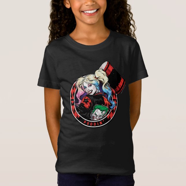 Batman | Harley Quinn Winking mit Mallet T-Shirt (Vorderseite)