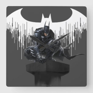 Batman hockte auf einer Säule Quadratische Wanduhr