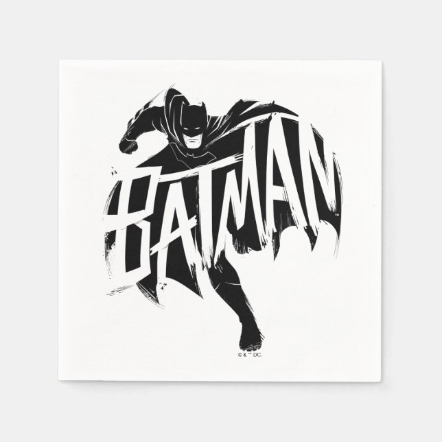 Batman Ink Brush Name Serviette (Vorderseite)