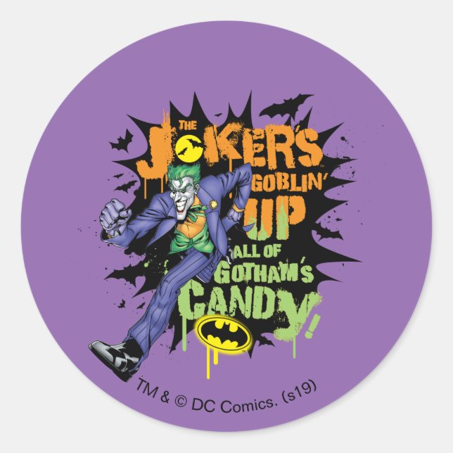 Batman | Jokers Goblin' Up Gotham's Candy Runder Aufkleber (Vorderseite)