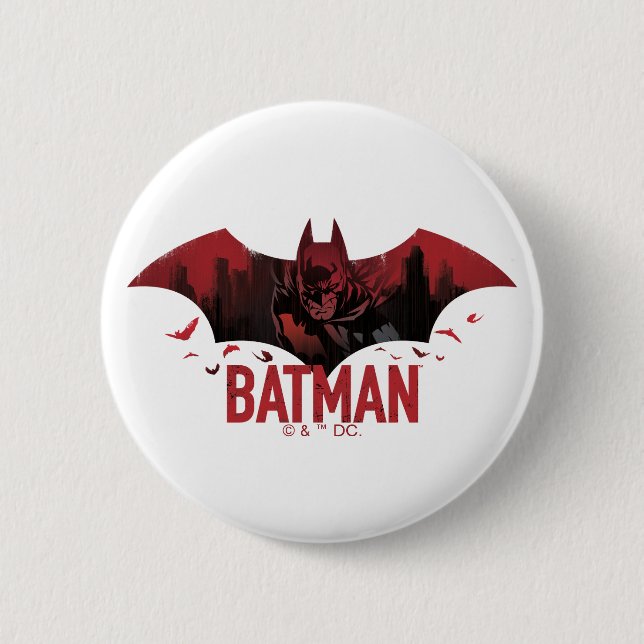 Batman Karmesin-Gotham-Ikone Button (Vorderseite)