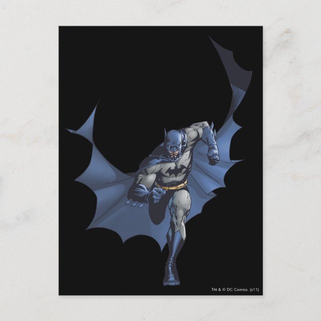 Batman läuft mit fliegendem Kap Postkarte (Vorderseite)