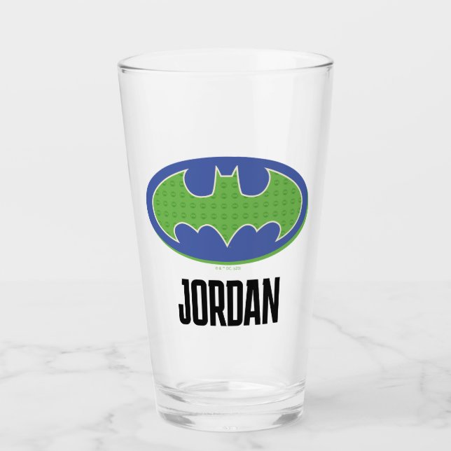 Batman | Lila und grünes Symbol Glas (Vorderseite)