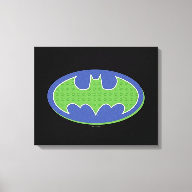 Batman | Lila und grünes Symbol Leinwanddruck (Vorderseite)