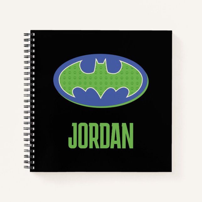 Batman | Lila und grünes Symbol Notizbuch (Vorderseite)
