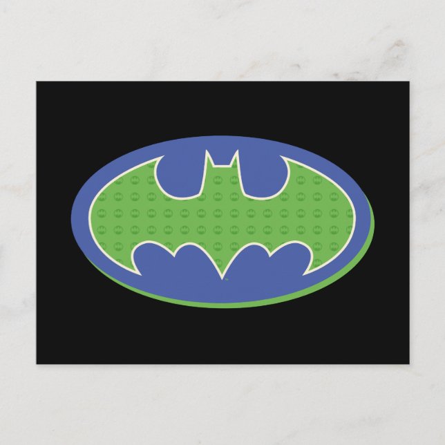 Batman | Lila und grünes Symbol Postkarte (Vorderseite)
