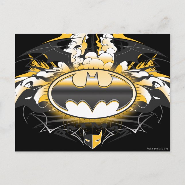 Batman-Logo mit Autos Postkarte (Vorderseite)