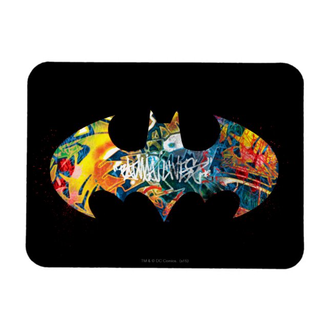 Batman Logo Neon/80er Graffiti Magnet (Horizontal)