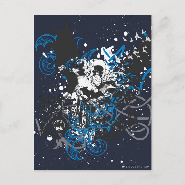 Batman mit Knüpfarbeit Collage Postkarte (Vorderseite)