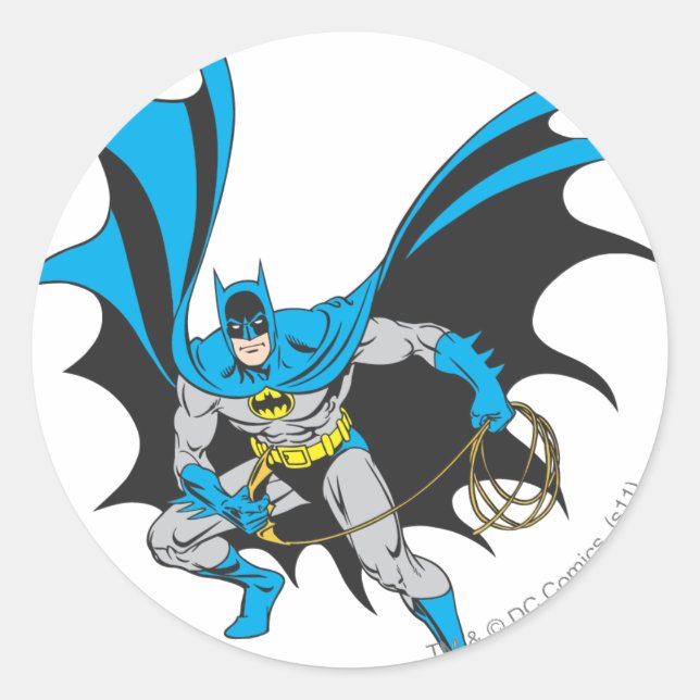 Batman mit Rope Runder Aufkleber (Vorderseite)