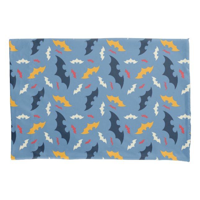 Batman | Muster für rote, blaue und gelbe Bat-Logo Kissenbezug (Vorderseite)
