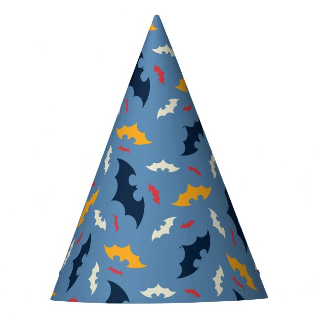 Batman | Muster für rote, blaue und gelbe Bat-Logo Partyhütchen (Vorderseite)