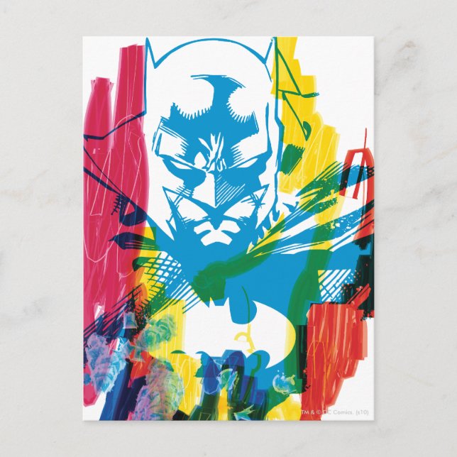 Batman Neon Marker Collage Postkarte (Vorderseite)