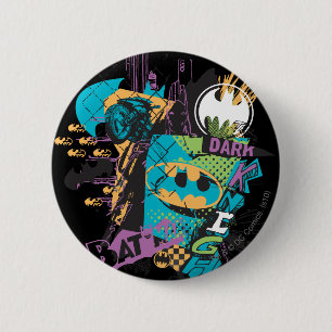 Batman Neon The Dark Knight Collage Button