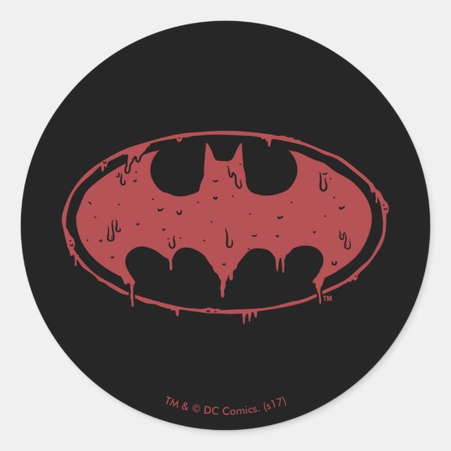 Batman | Oozing Red Bat Logo Runder Aufkleber (Vorderseite)