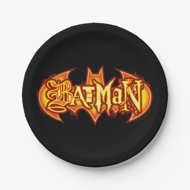 Batman | Orange Saisonale Logo Pappteller (Vorderseite)