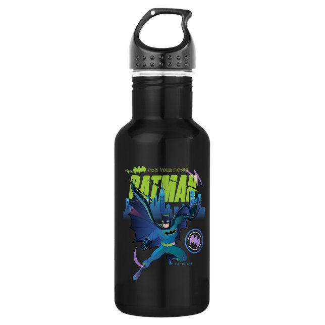 Batman "Own Your Power" City Graphic Edelstahlflasche (Vorderseite)