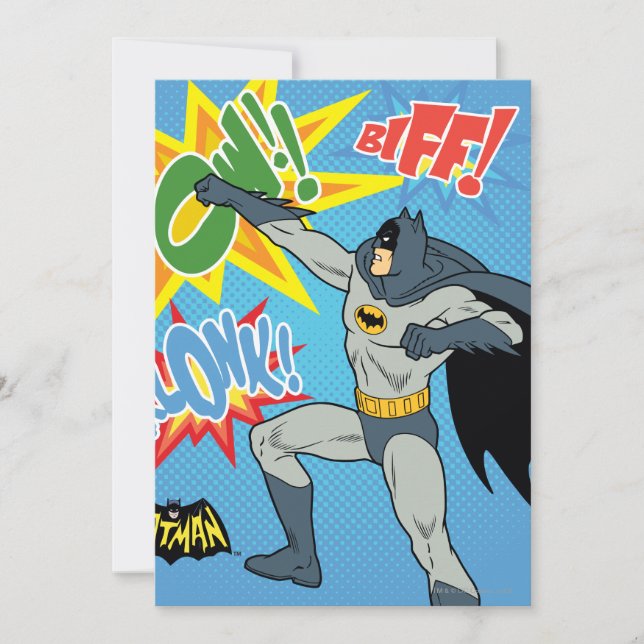 Batman Punching Graphic Einladung (Vorderseite)