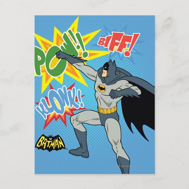 Batman Punching Graphic Postkarte (Vorderseite)