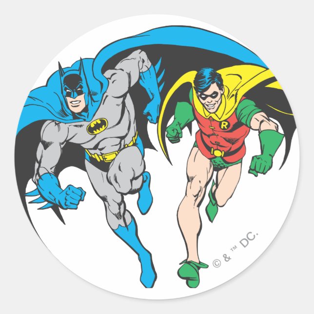 Batman & Robin Runder Aufkleber (Vorderseite)