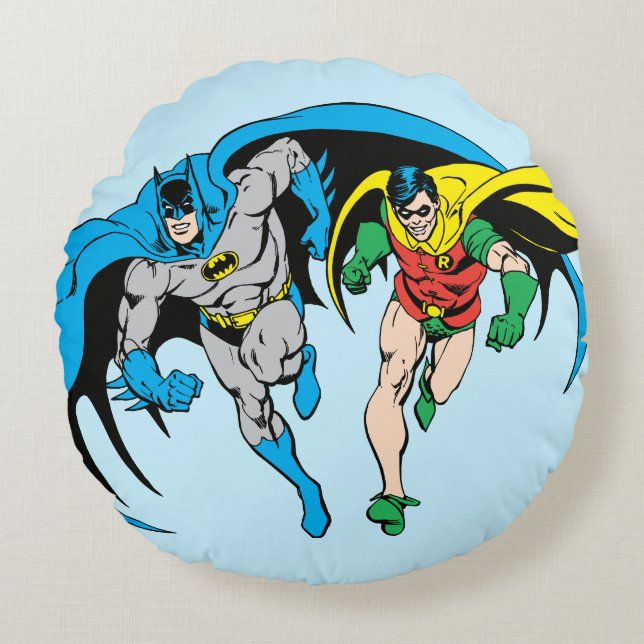 Batman & Robin Rundes Kissen (Vorderseite)